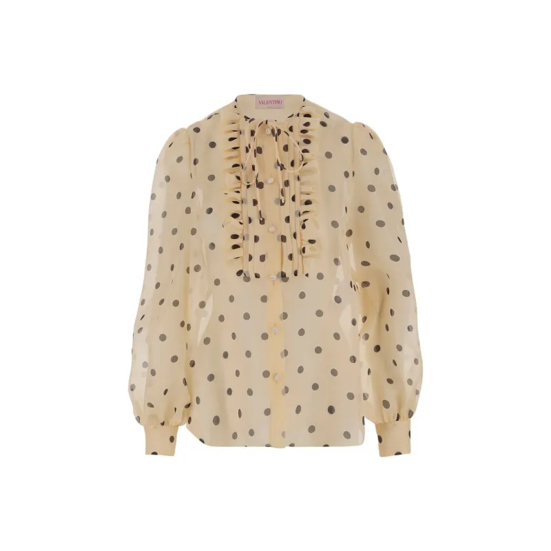 Valentino Polka Dot Printed Puff Sleeved Blouse-0