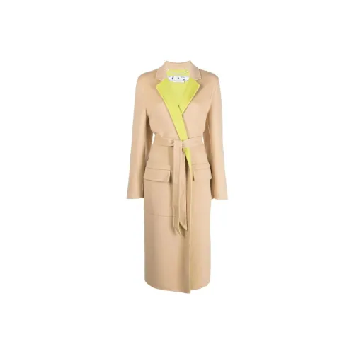 OFF WHITE Double Wool Belted Coat Beige