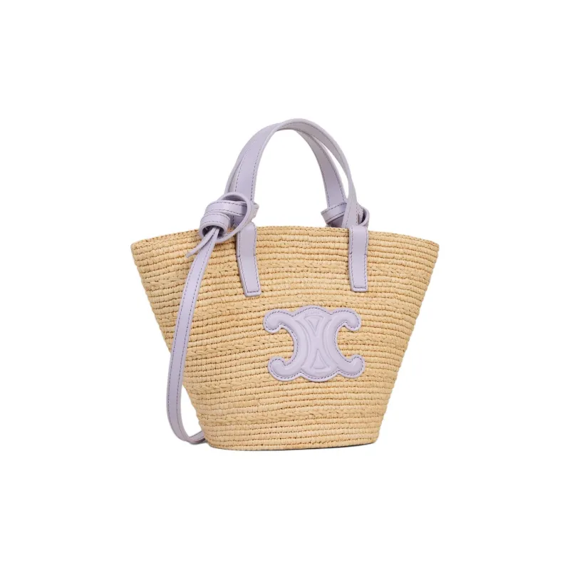 CELINE Raffia Straw Bag Handbag 50 Women's Light Purple-1