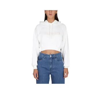 Sunnei Cropped Logo print Cotton Hoodie