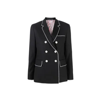 THOM BROWNE Contrast Trim Double Breasted Sport Coat