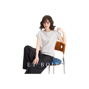 FAWENXIANGZI T Shirts Women's White Polka Dot