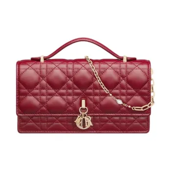 DIOR My Dior Lambskin Shoulder Crossbody Handbag Mini Women's Red