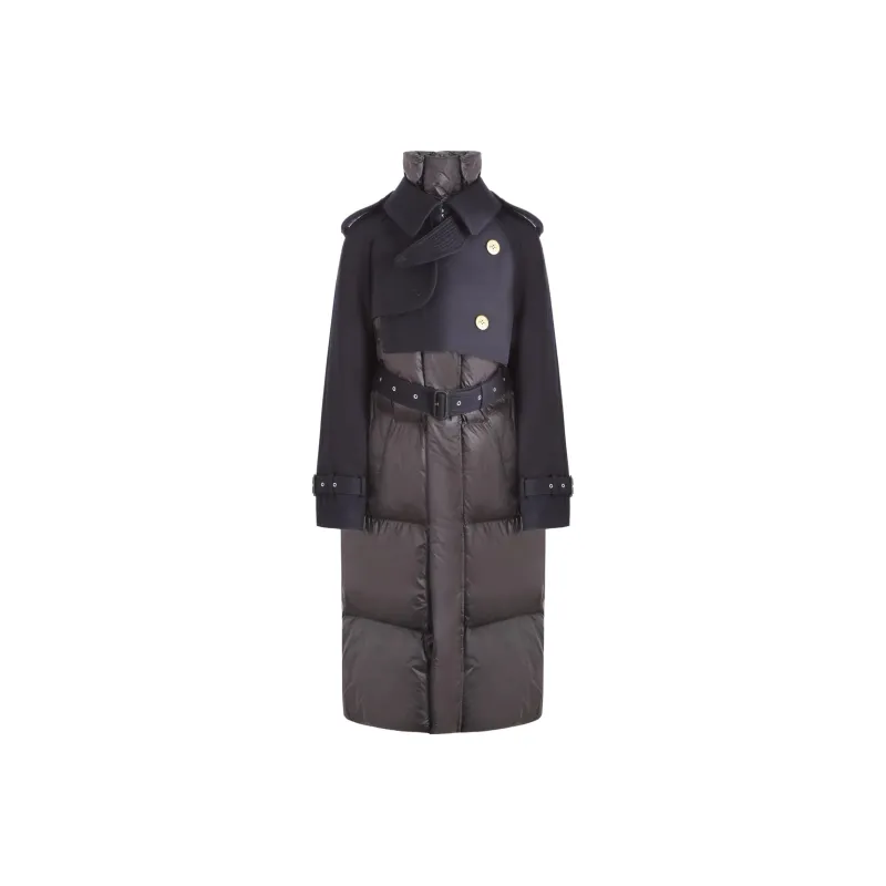 Sacai Wool Melton Padded Coat 'Black'-0