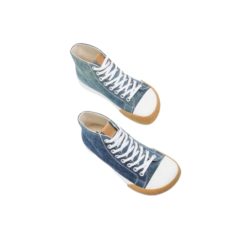 LOEWE Bloc High Top Canvas Shoes Men's Blue-3