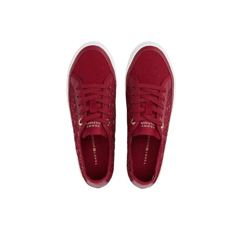 Tommy Hilfiger TH Monogram Low Top Casual Shoes Women's Red-3