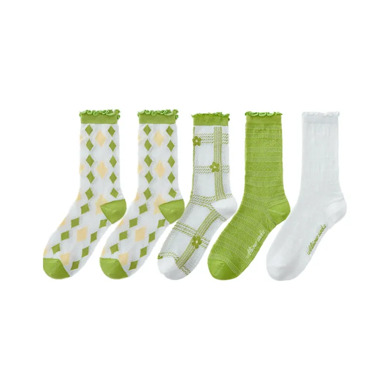 MIIOW Mid Calf Socks Women's 5 Pack-4