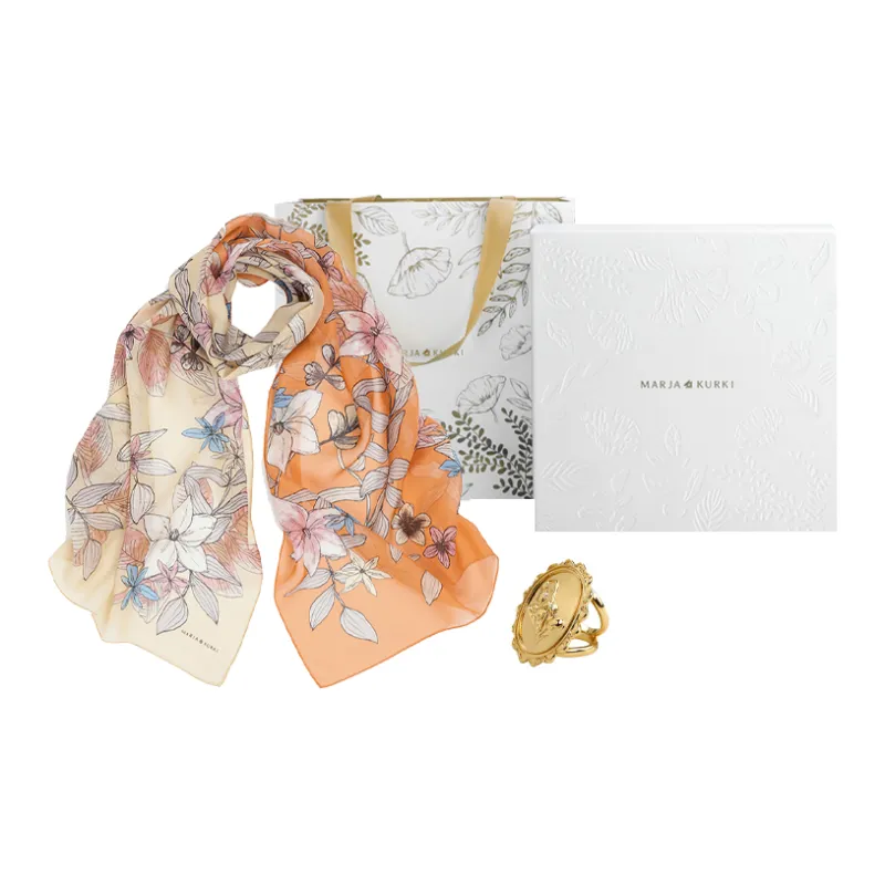 MARJAKURKI Silk Long Scarf Women's-6