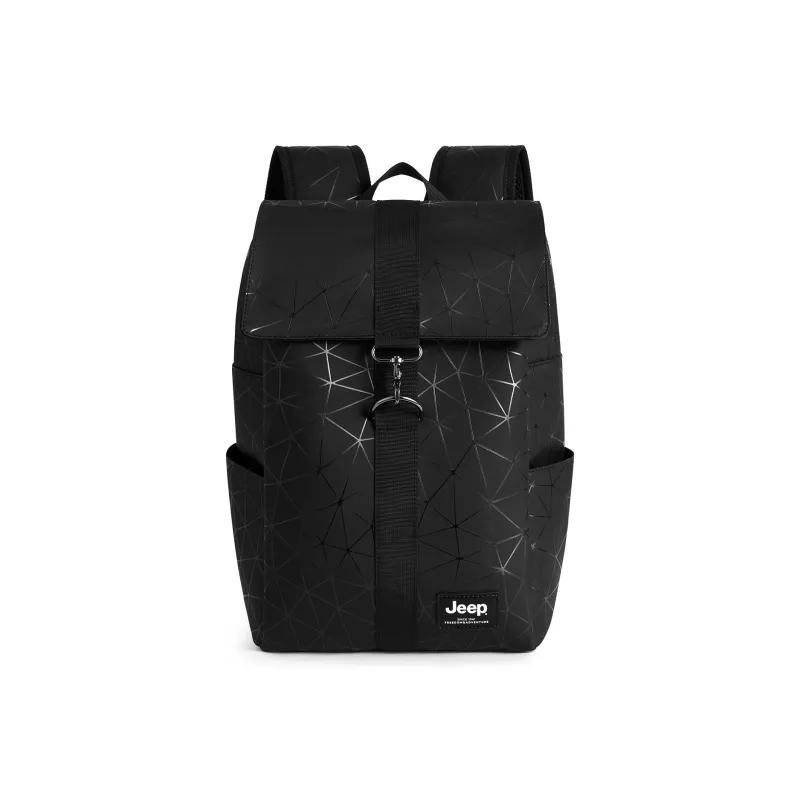 Jeep PU Students Backpack Laptop Bag, Regular Unisex Black Diamond Pattern-1