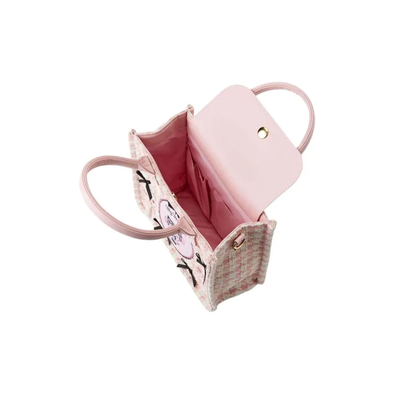Sanrio My Melody Collaboration Polyester Tote Bag, Shopping Bag, Shoulder Bag, Handbag Mini Women's Pink-3