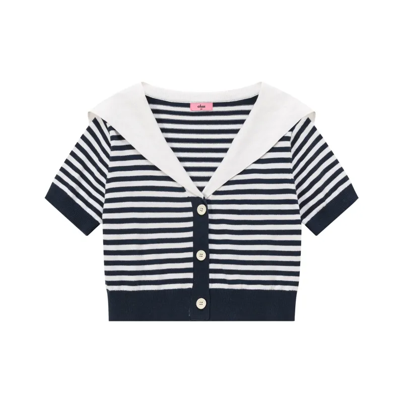 CHUU Knitwear Women's Blue White Stripes-0