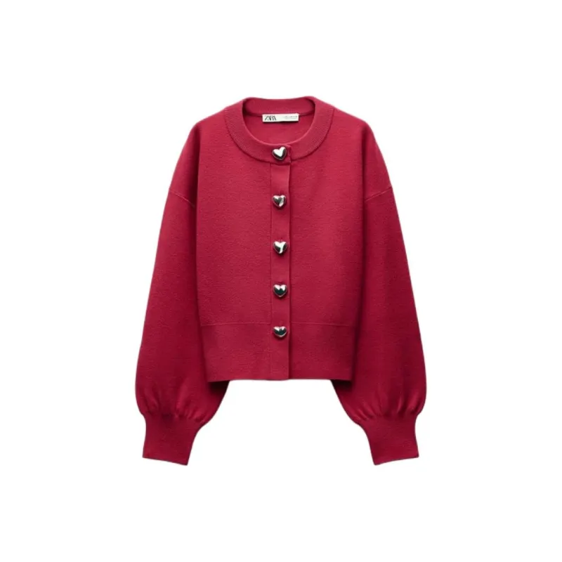 ZARA Valentine's Day Collection Knitwear Women's Red-0