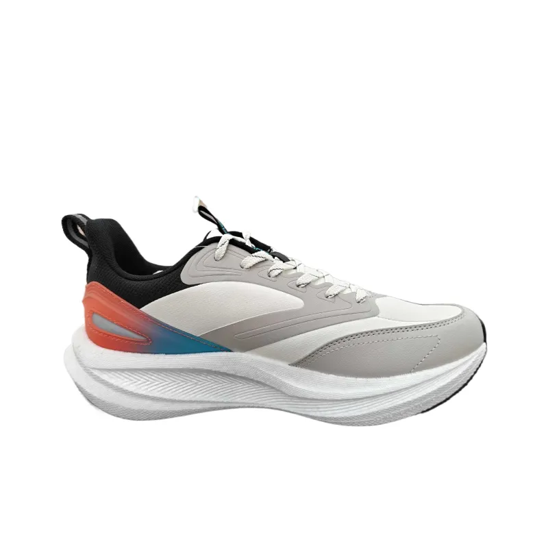 QIAODAN Rebound Slip Resistant Low Top Marathon Long Distance Running Sprint Running Shoes Men's White Gray-1