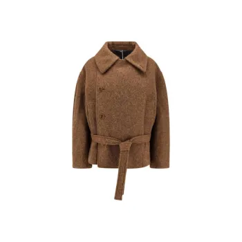 Lemaire Short Asymmetrical Bathrobe Coat 'Brown'