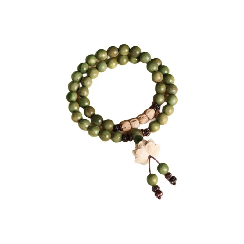 GUMUJIANG Green Sandalwood Multi Wrap Beaded Bracelet Unisex-14