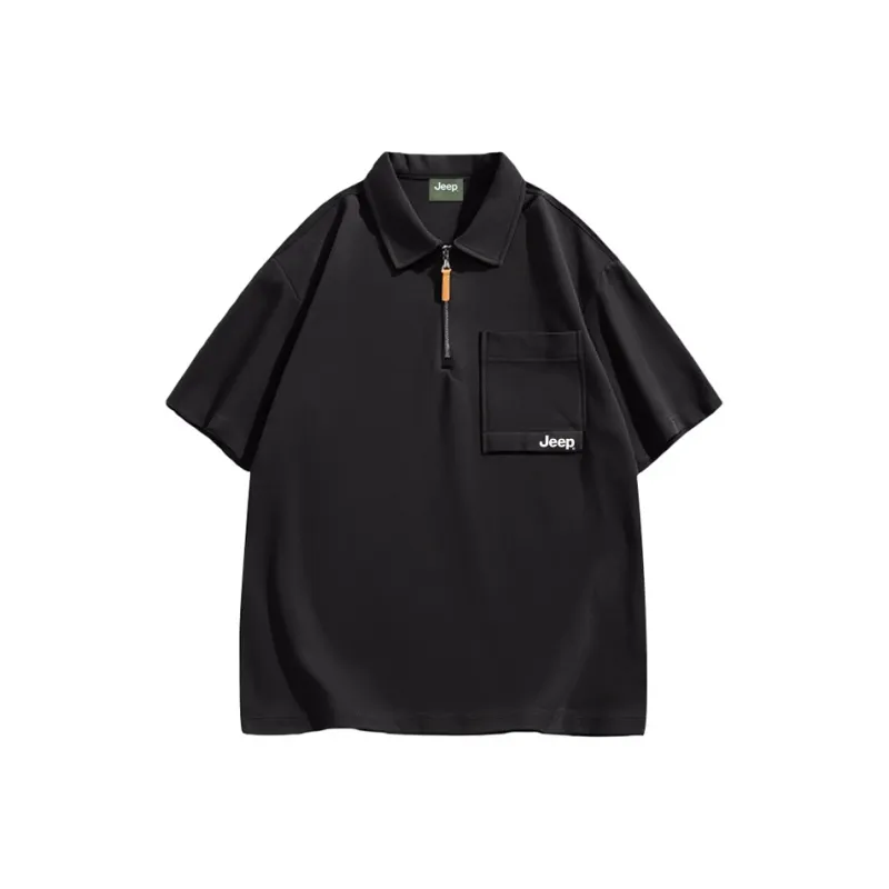 Jeep Outdoor Casual Polo Shirt Unisex Black-0