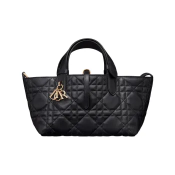DIOR Toujours Cow Leather Native Handbag Trumpets Women's Black
