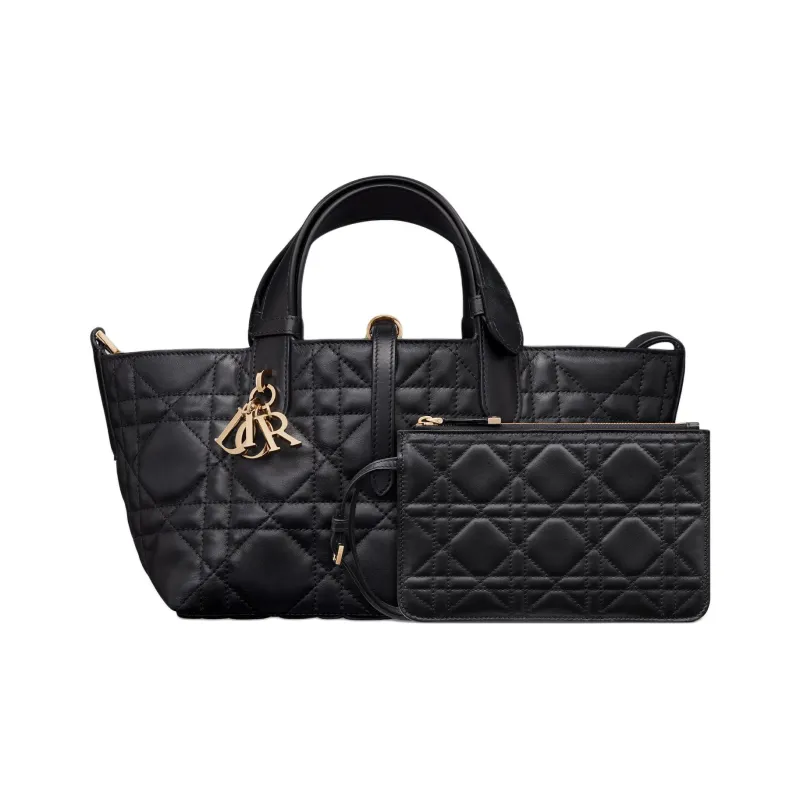 DIOR Toujours Cow Leather Native Handbag Trumpets Women's Black-2