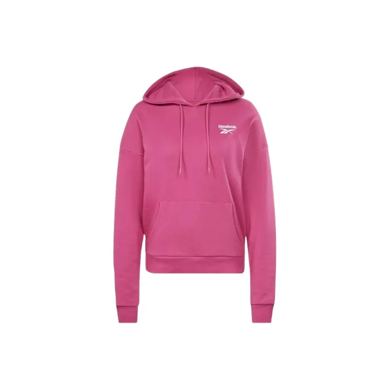 Reebok Identity Small Logo French Terry Hoodie Sweatshirt Women's Pink-0