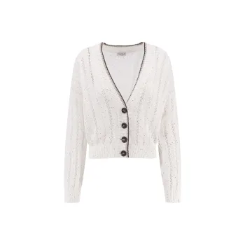 Brunello Cucinelli Dazzling Ribbed Net Cardigan