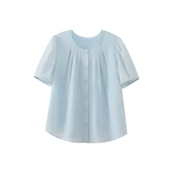 Homemade Willow Silk Shirt Women's Light Ripple Blue