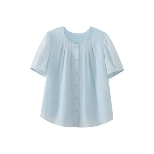 Homemade Willow Silk Shirt Women's Light Ripple Blue