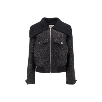Self-portrait Metallic-Effect Zip-Up Jacket