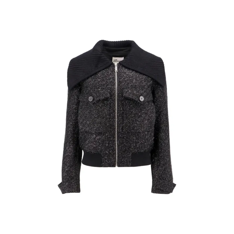 Self portrait Metallic Effect Zip Up Jacket-0