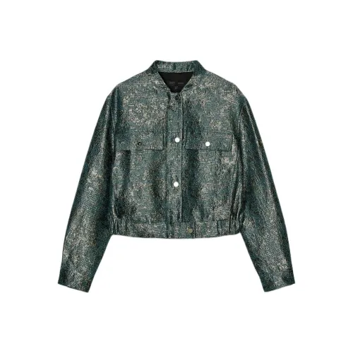 ZARA Jackets & Coats Women's Black/Green