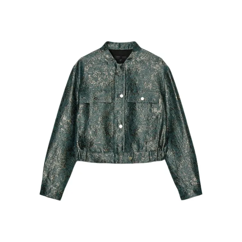 ZARA Jackets & Coats Women's Black/Green-0
