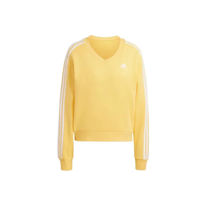 Adidas Sportswear ESSENTIALS 3-Stripes V-Neck Sweatshirt Women's Yellow-0