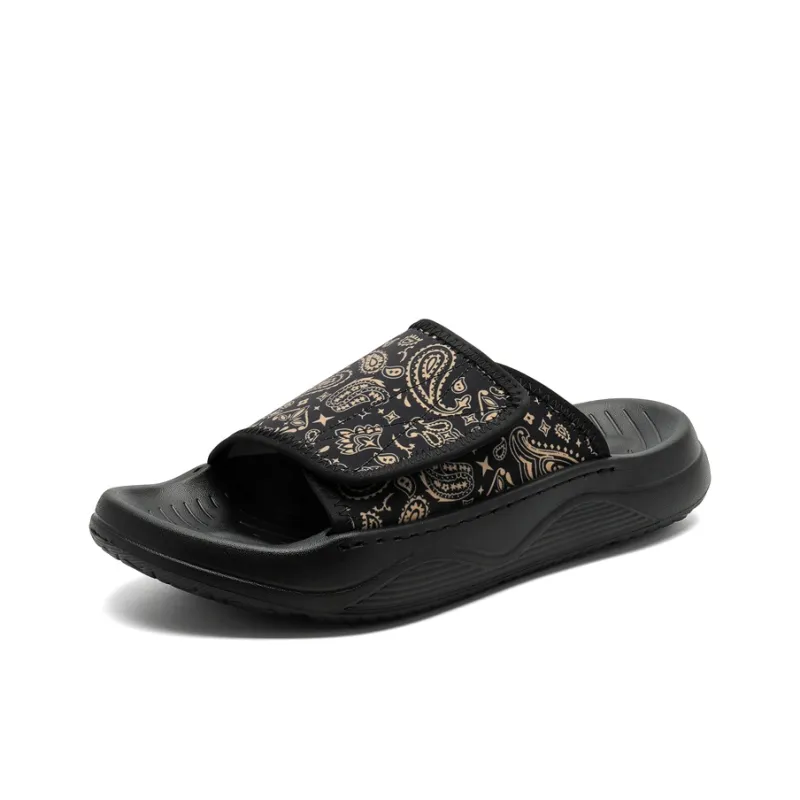LUOMAIKE Rubber Sole Slip Resistant Slide Slippers Men's Black-2