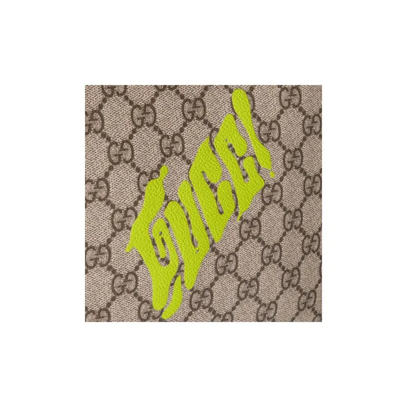 GUCCI Coated Fabric Clutch Small Size Women's Beige & Emerald Green-6