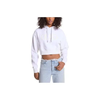 MICHAEL MICHAEL KORS Empire Logo Drawstring Cropped Hoodie