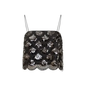 Rotate Sequinned Crop Top