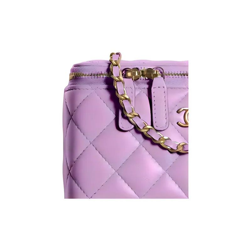 CHANEL 22SS Sheepskin Box Bag, Shoulder Bag, Crossbody Bag Women's Purple-2