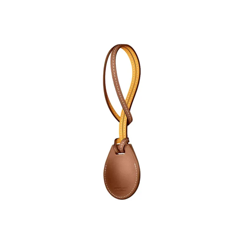 HERMES Apple AirTag Swift Leather Bag Accessory Unisex Gold & Gold-2