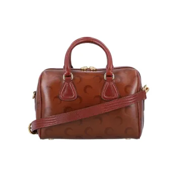 Marine Serre Sheepskin One Shoulder Handbag Mini Women's Rusty Brown