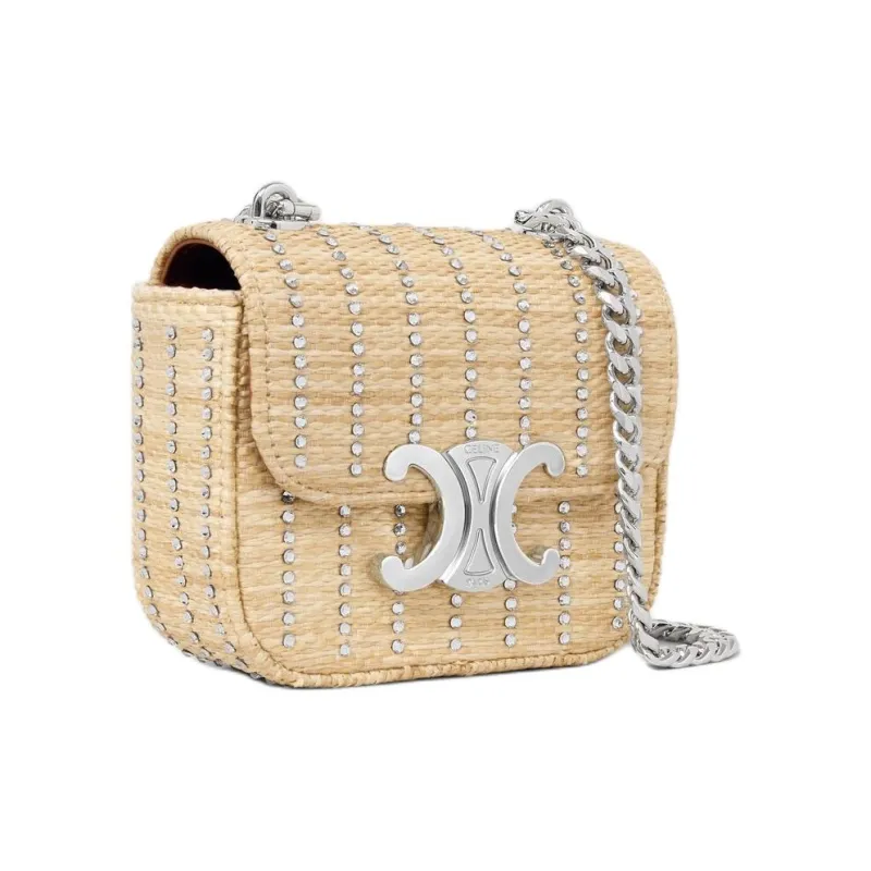 CELINE Claude Textile Shoulder Bag Mini Women's Natural White-1