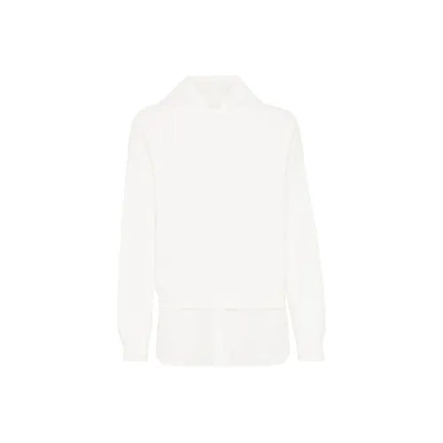 Brunello Cucinelli Organza And English Rib Knit Faux Layered Sweatshirt