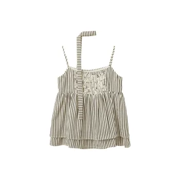 3COLOUR Chiffon Shirt Women's Black White Stripes