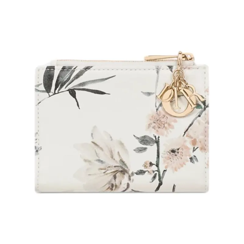 DIOR Lady Dior Sheepskin Wallet Women's White-2