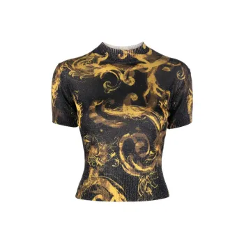 VERSACE JEANS COUTURE Barocco-Printed Mock Neck Knitted Top