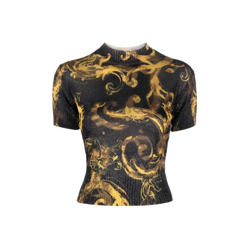 VERSACE JEANS COUTURE Barocco Printed Mock Neck Knitted Top-0