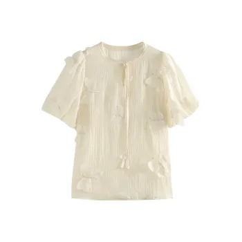 She Enjoys Chiffon Shirt Women's Milk White