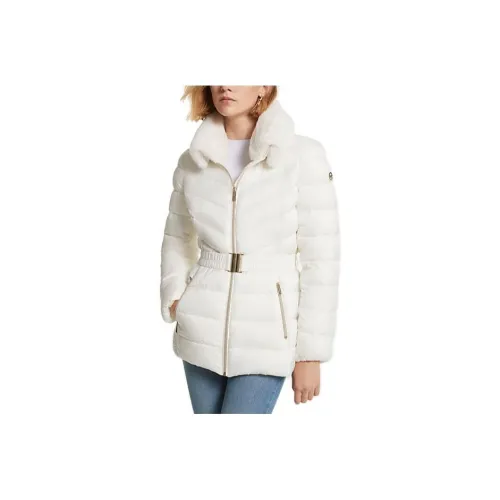 MICHAEL KORS Faux Fur Trim Quilted Nylon Packable Puffer Jacket Jackets Coats Women's White