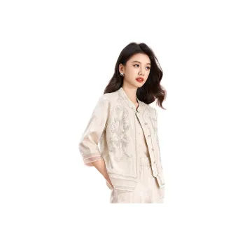 Mylan Jackets Women's Beige Heavy Duty Beaded Design
