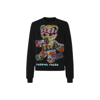 PHILIPP PLEIN Rhinestone emebllished Jersey Sweatshirt