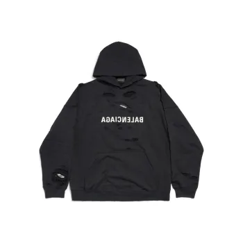 Balenciaga Wide Fit Hoodie 'Faded Black/White'