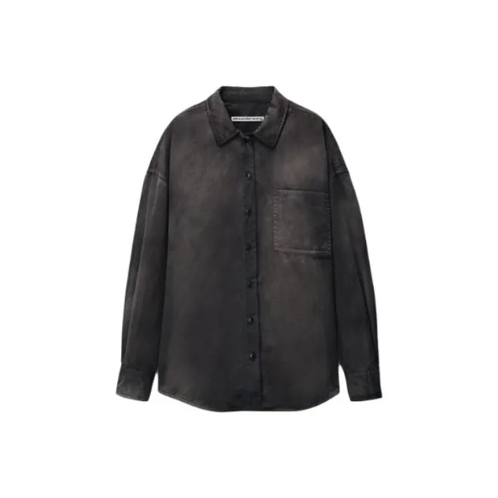 Alexander Wang Oversized Shirt In Cotton Twill Shirt Women's Black-0